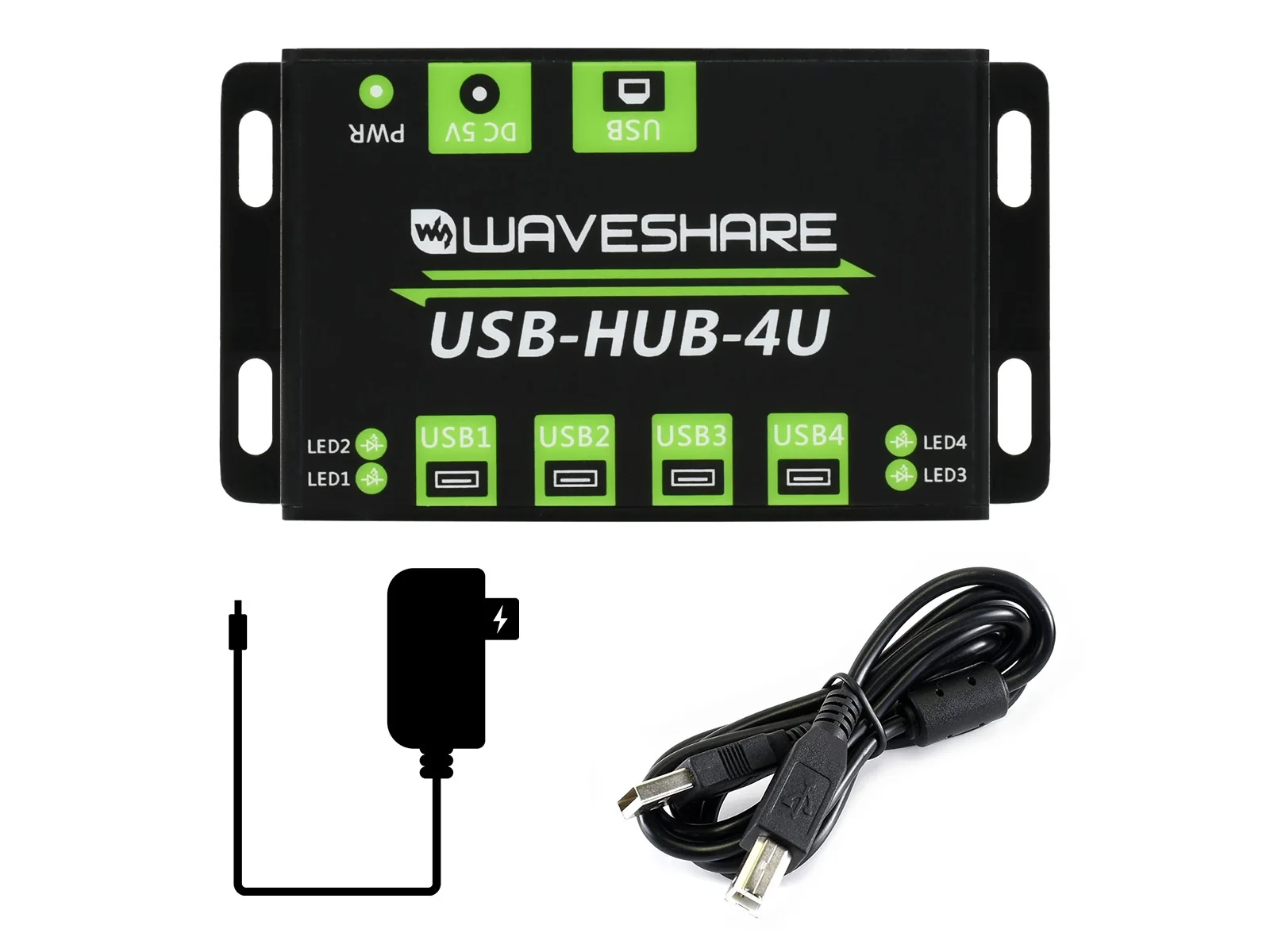 

Waveshare Industrial Grade USB HUB, Extending 4x USB 2.0 Ports adopt MTT technology, allows stable and smooth 4x USB connections