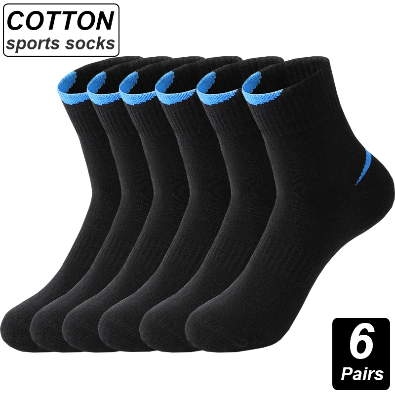 

High Quality 6Pairs/Lot Combed Cotton Men's Socks Black White Casual Breathable Solid color Sport Socks EUR 38-45