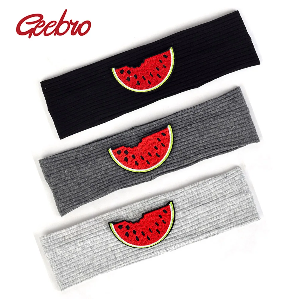 Geebro Children Watermelon Applique Headband Baby Girls Boy Elastic Cotton Ribbed Hairband Kids Cute Hair Accessories Turban