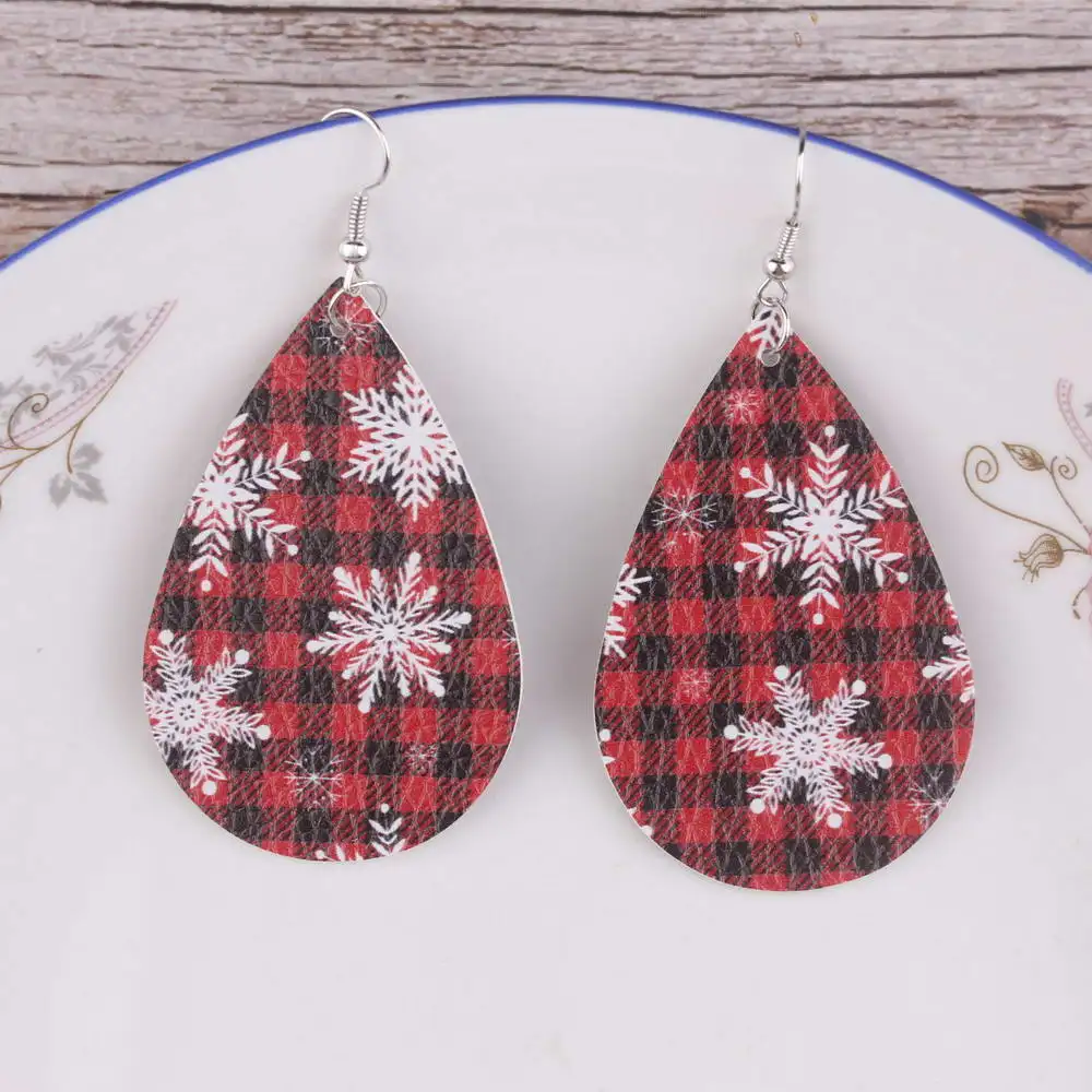 ZWPON Vegan Leather Christmas Teardrop Earrings for Women 2020 Hot Sale Cheaper Earrings Jewelry Accessories Wholesale