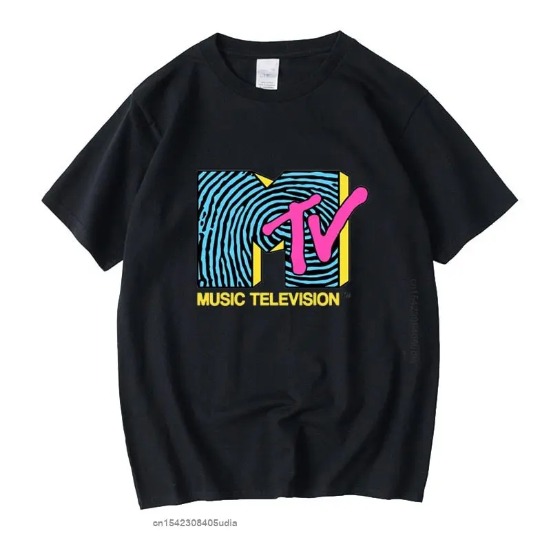 

Mtv - Fingerprint 80s Vintage Unisex Black Tshirt Men Tshirts Retro Graphic T Shirts Cotton T Shirt Man Woman Tees Tops