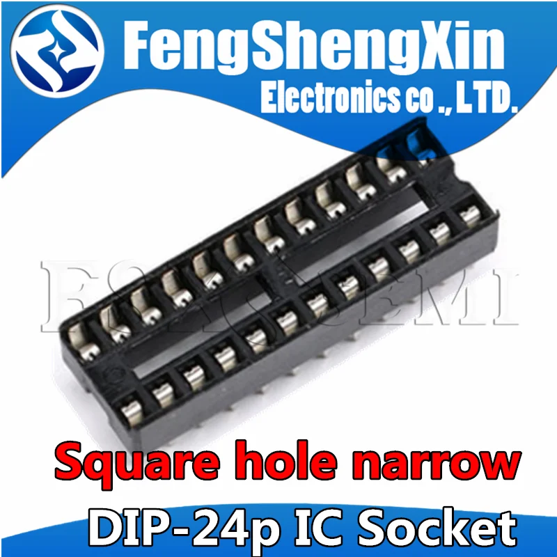 10pcs DIP-24 Round Hole Square hole 24 Pins Narrow Wide 2.54MM DIP DIP24 IC Sockets Adaptor Solder Type IC Connector
