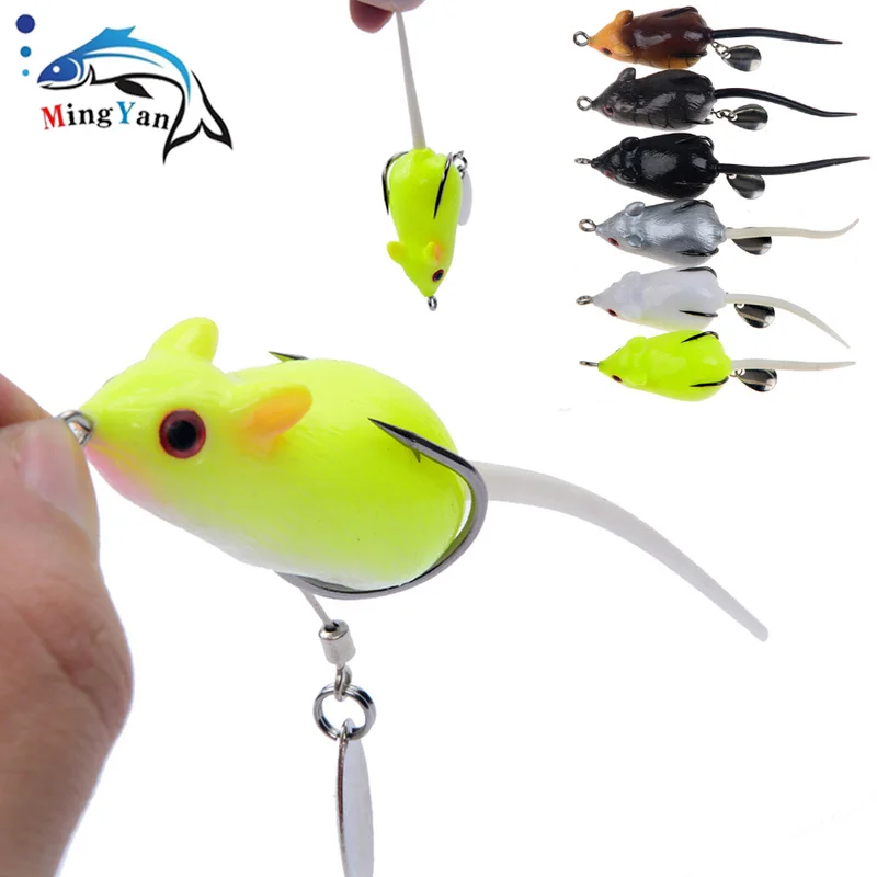 1Pcs/lot Topwater Soft Mouse Bait Fishing Lure 5.5cm 10.5g Floating 3D Eyes Crankbait Artificial Bait Fishing Tackle