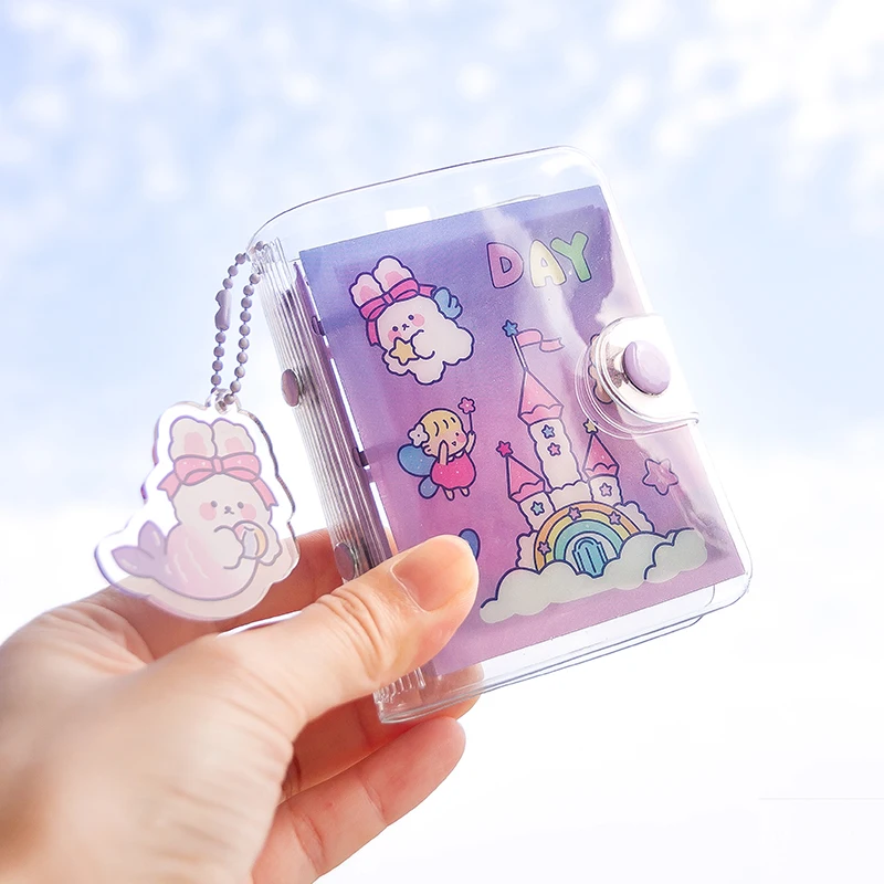 Cute Portable Mini Loose-Leaf Notebook Korean Exquisite 3 Rings Transparent Journaling Binder Back To School Supplies Stationery