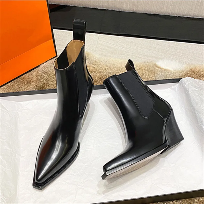 Fashion Women Chelsea Boots Patent Leather Pointed Toe Short Booties Ladies Autumn Wedge Shoes Ankle Botas Mujer Wedges