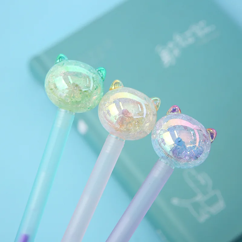 

36PCS Korean-Style Colorful Ice Crack Dali Pattern Water-Based Gel Pen Cartoon Crystal Cat Student Writing Stationery