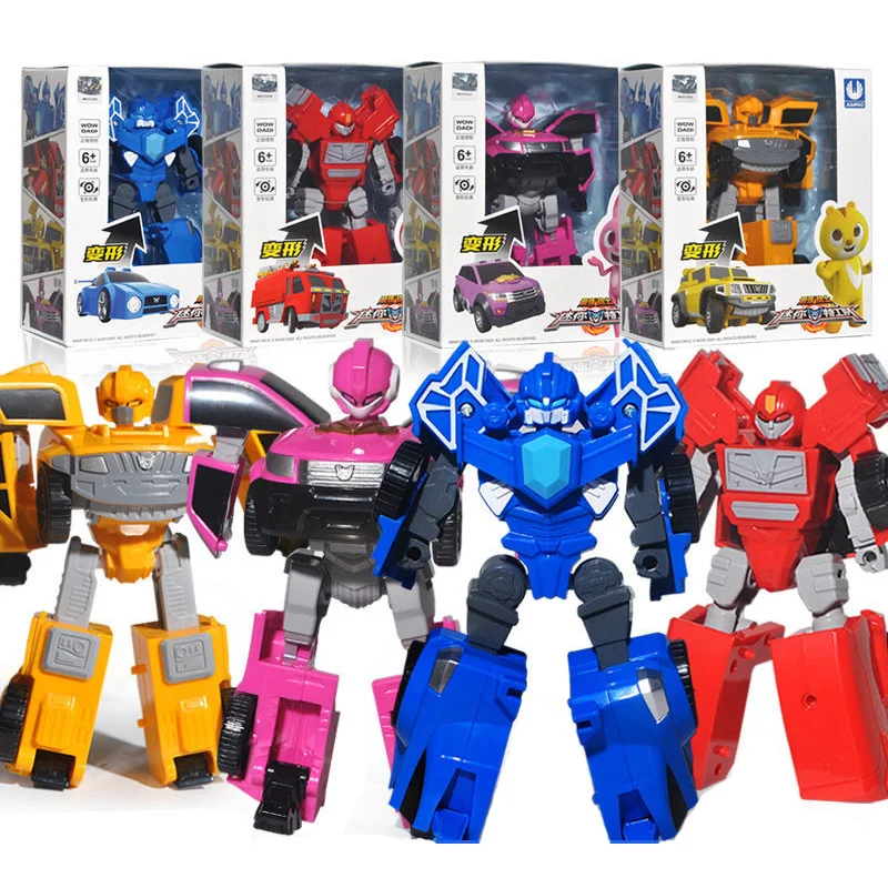 4pcs/set Mini Force Transformation Robot Toys Action Figures MiniForce X Volt Simulation Car Airplane Deformation Mini Agent Toy