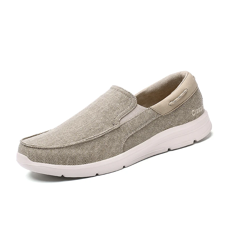 2023 New Summer Men's Canvas Shoes Lightweight Breathable Soft Slip On Casual Shoes Fashion Beach Vacation Loafers Big Size 48