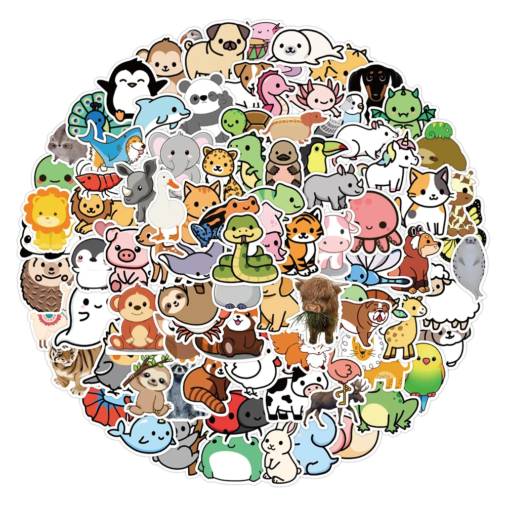 10/30/50/100PCS Mix Cute Anime Animal Stickers Car Motorcycle Travel Luggage Phone Guitar Laptop Cartoon Sticker Decal Kid Toys