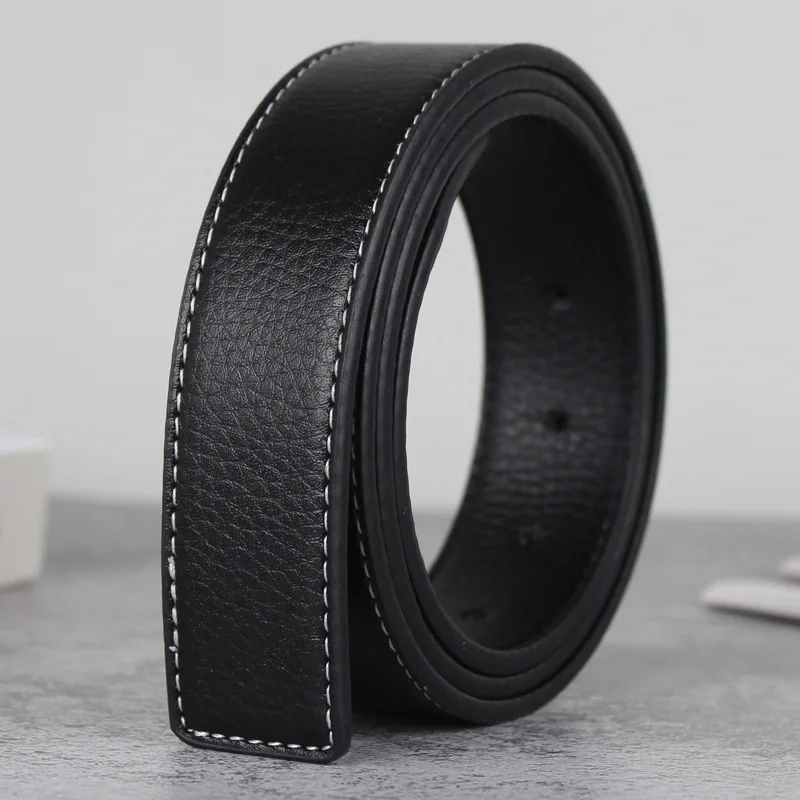 New Luxury Brand Belts for Men High Quality Pin Buckle Male Strap Genuine Leather Waistband Ceinture Men\'s No Buckle 3.3cm Belt