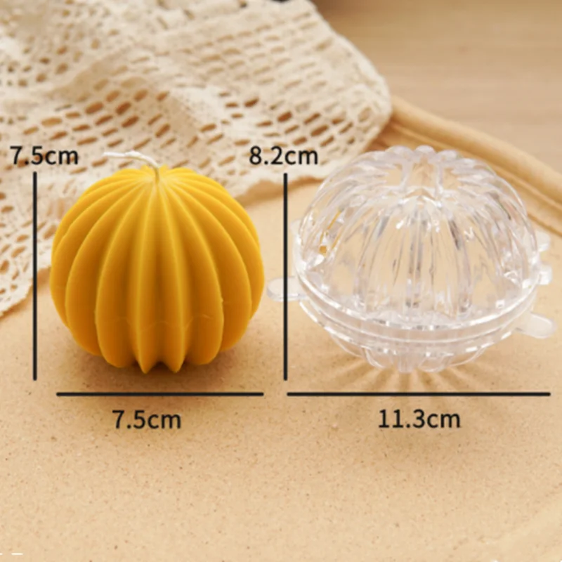 3D Round Spherical Aromatherapy Candle Mould Diy Acrylic Mold Cactus Geometric Line Ball Plastic Candle Mold Candle Making Molds