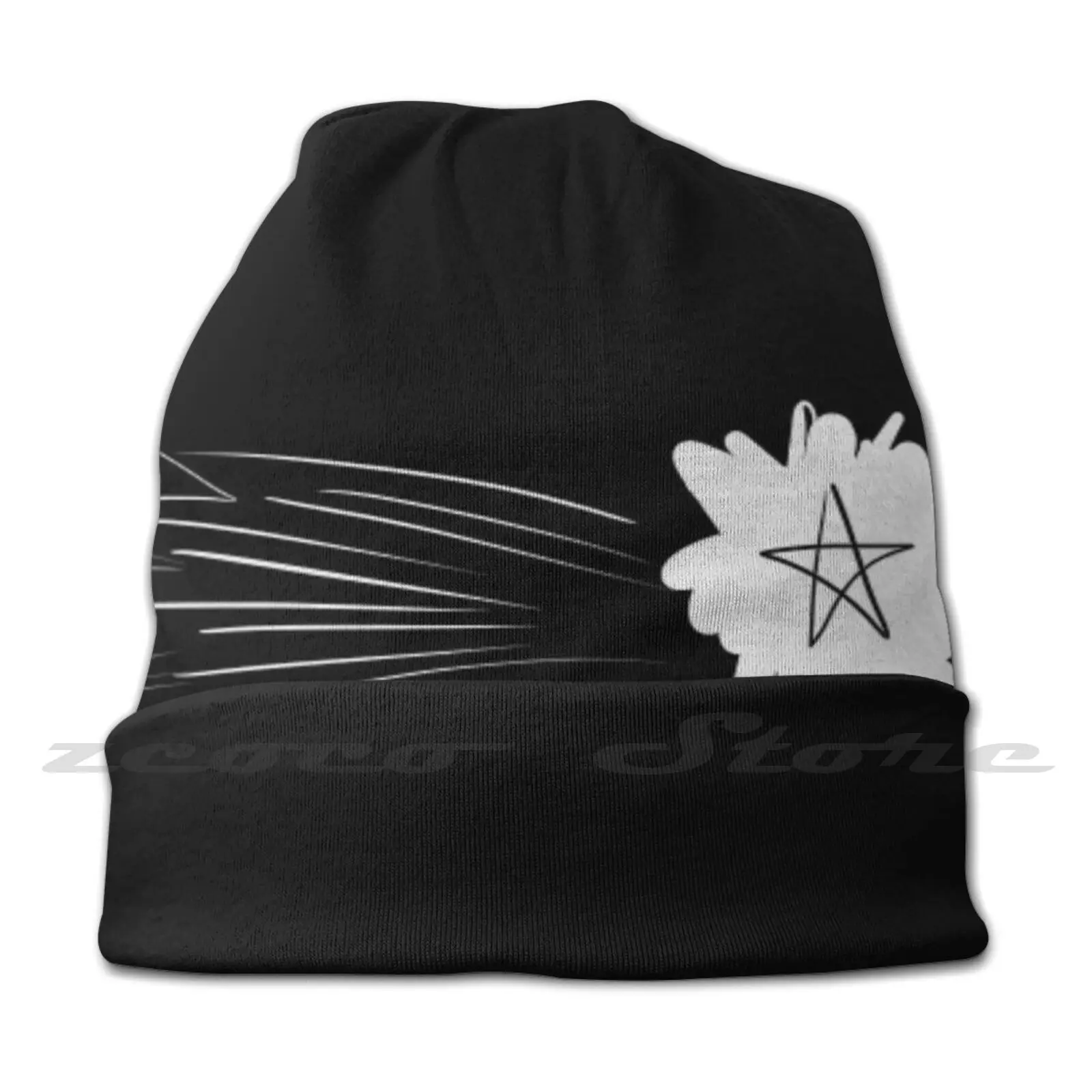 The Star Personalized Pattern Knit Hats Plus Size Elastic Soft Cap Star Space Black And White Starry Eyed Galaxy Glow Bright