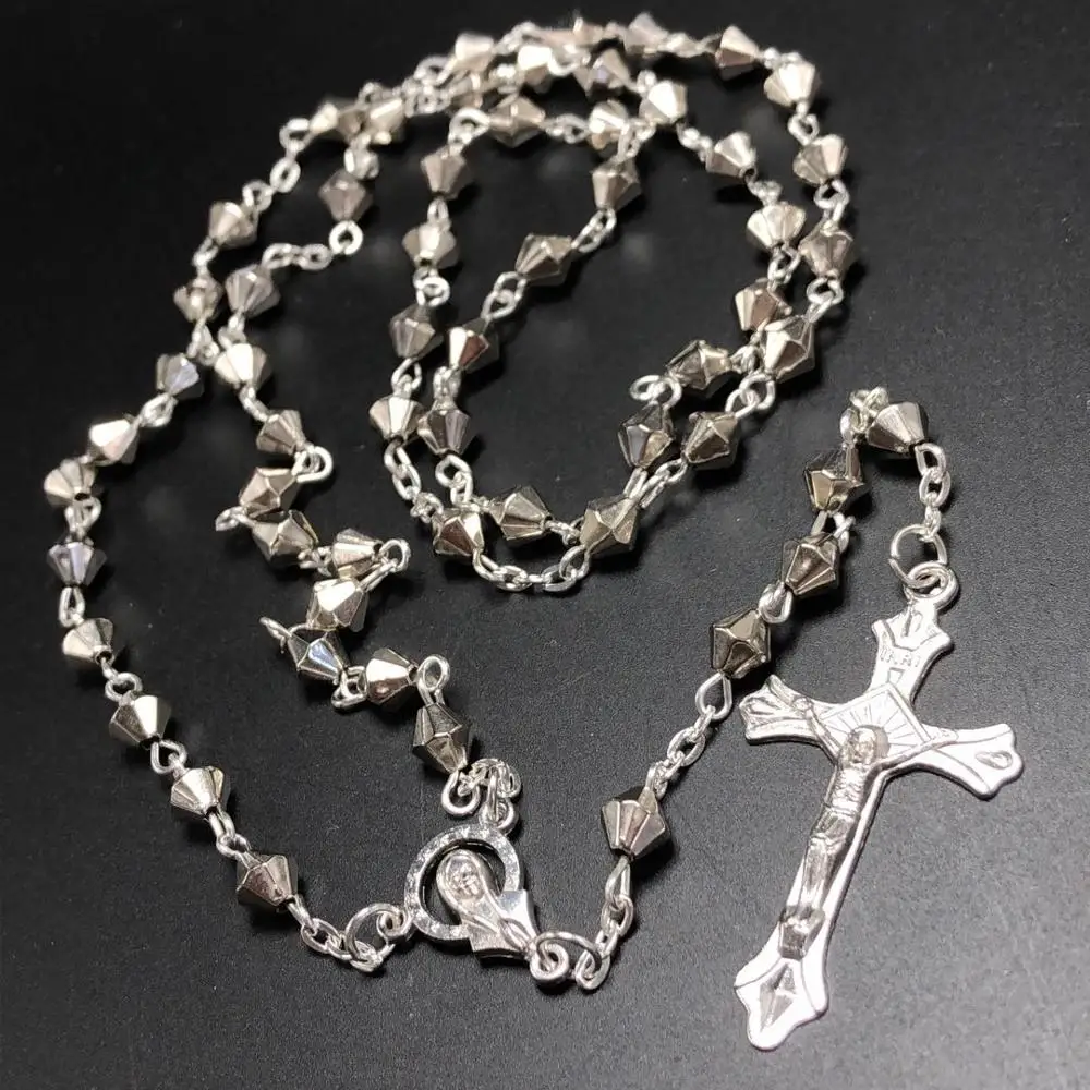 6mm religious plastic CCB bead rosary with virgin mary center and cross