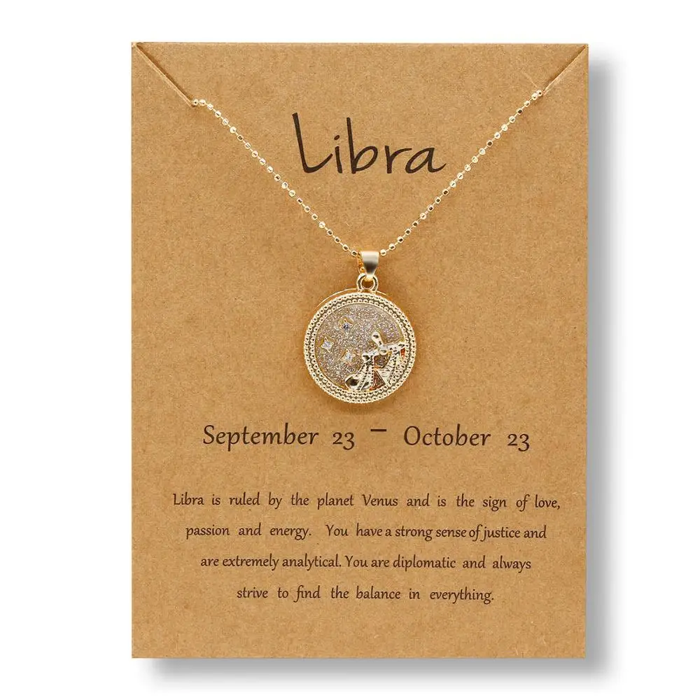 Moda gwiazda znak zodiaku 12 konstelacji naszyjnik wisiorek baran Leo złoty łańcuszek Choker naszyjniki dla kobiet biżuteria dziewczęca prezenty — zdjęcie 5
