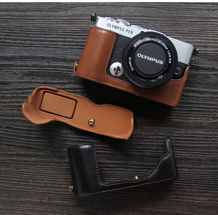 Olympus E-P7 Case PU Leather Camera Case Half Body Cover Base Luxury Camera case For Olympus EP7 E-P7