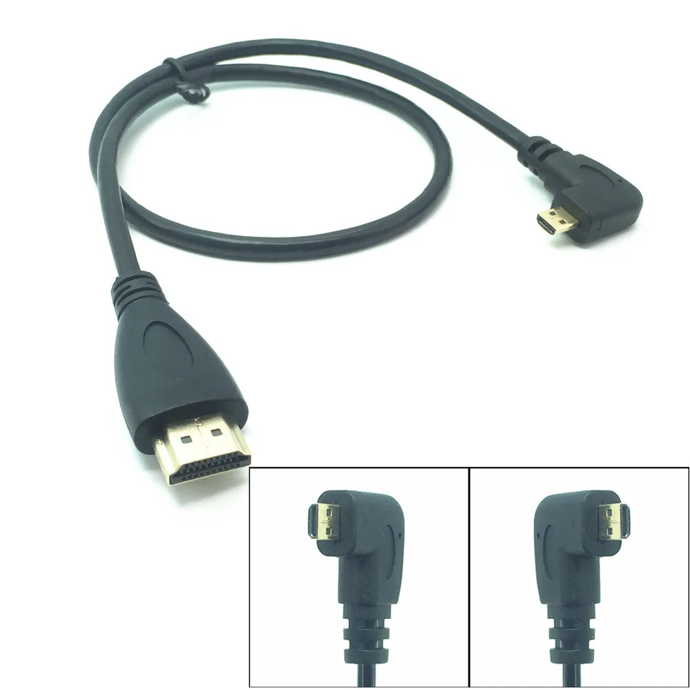 Kabel 0.5M 1.5M kompatybilny z HDMI V1.4 męski do HDTV Micro HD 90 stopni lewy kąt prosty 1080p do HDTV PS3 XBOX 3D LCD