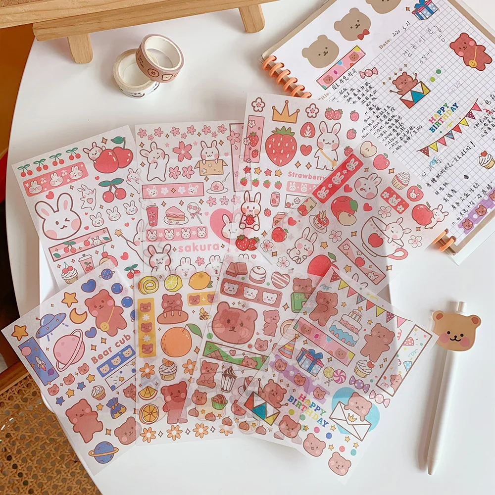 Korea Ins Cartoon Cute Gummy Bear Hand Account Sticker Creative Mobile Phone Decoration Material Transparent Stationery Sticker