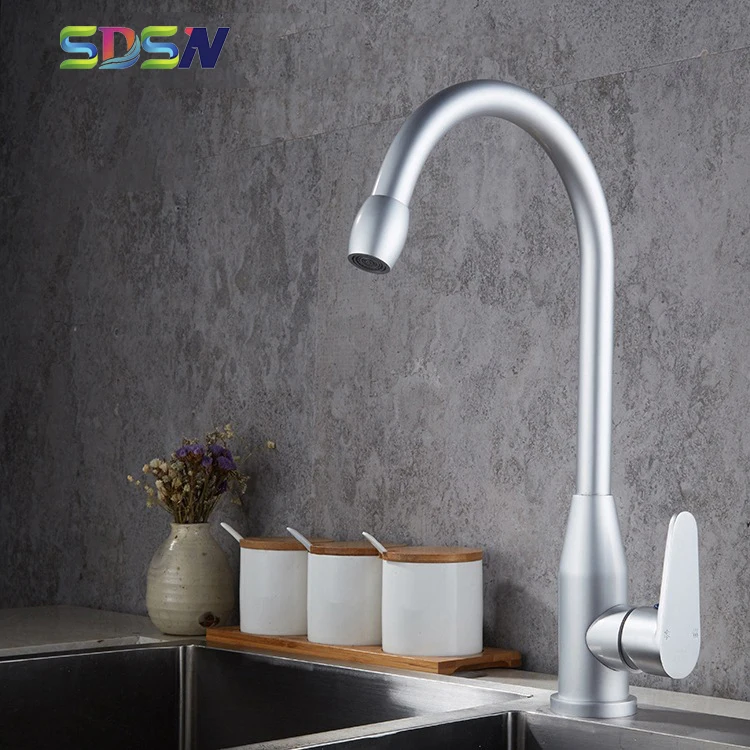 

Kitchen Sink Mixer Silver Alunium Kitchen Faucet Deck Mounted Kitchen Water- Faucet 360 Rotable Water-tap Kitchen Sink-mixer