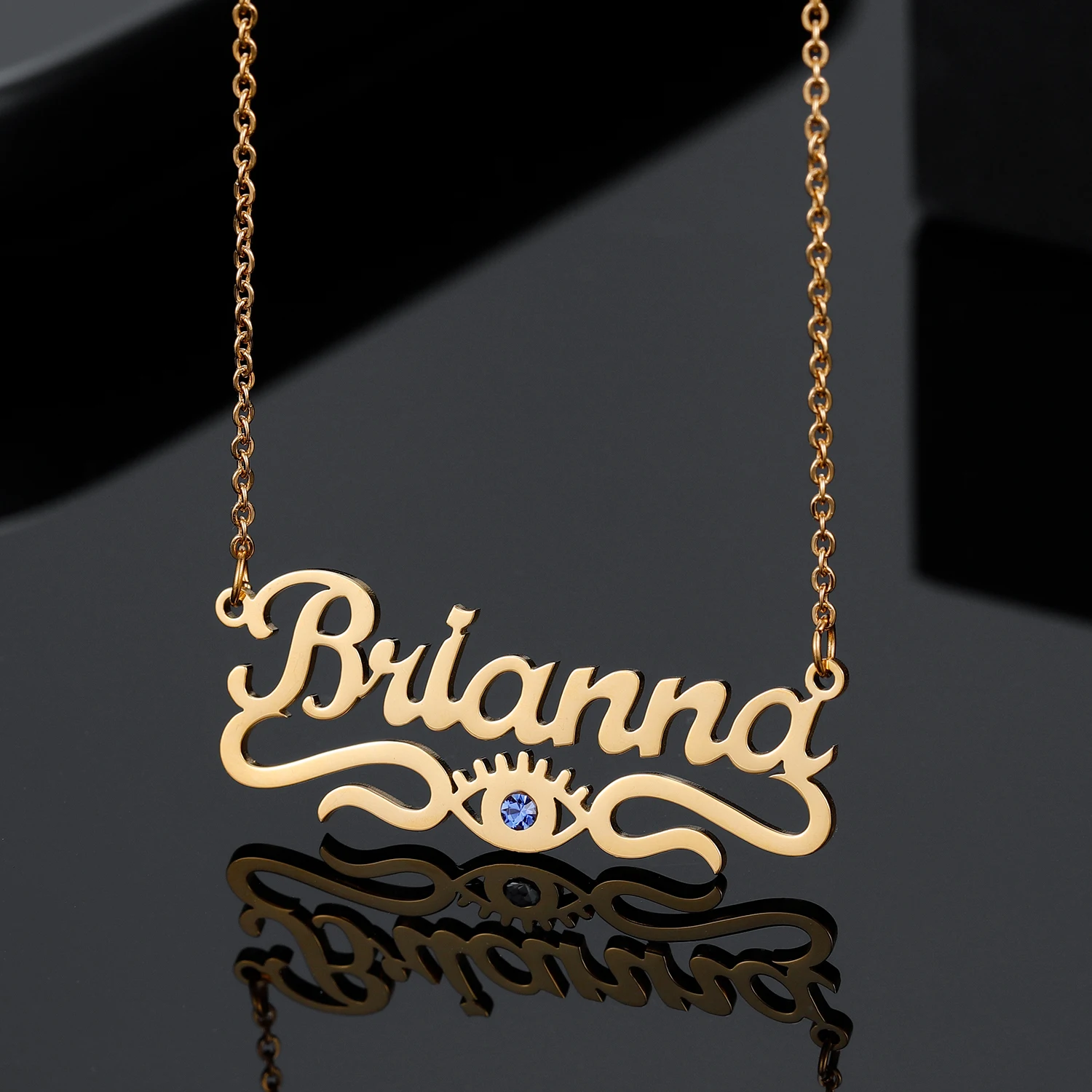 

Customized Heart Name Necklace With Birthstone Personalized Custom Gold Plated Stainless Steel Names Necklaces For Women