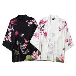 2020 Harajuku Kimono Cosplay japoński chiński styl moda uliczna mężczyzna i kobieta sweter bluzka Top Haori Obi azjatyckie ubrania