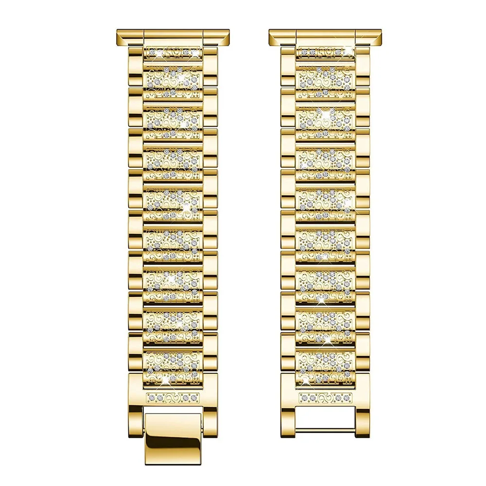 Bandas de Metal para Fitbit Versa 2/Versa Lite Edition para mujer, correa de reloj de Metal ostentosa de diamante para Fitbit Versa Gold