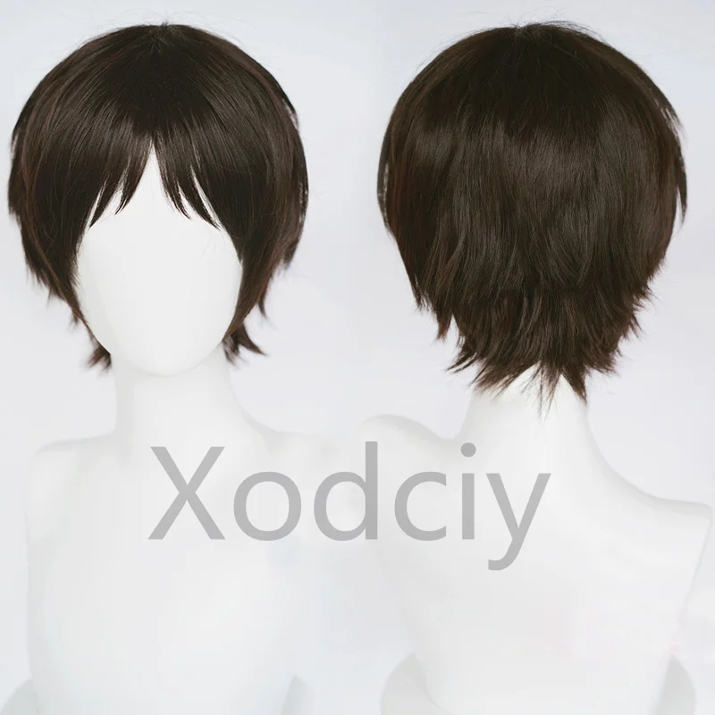 إرين ميكاسا أكرمان شعر مستعار قصير كوسبلاي مقاوم للحرارة شعر صناعي لحفلات الهالوين + قبعة شعر مستعار