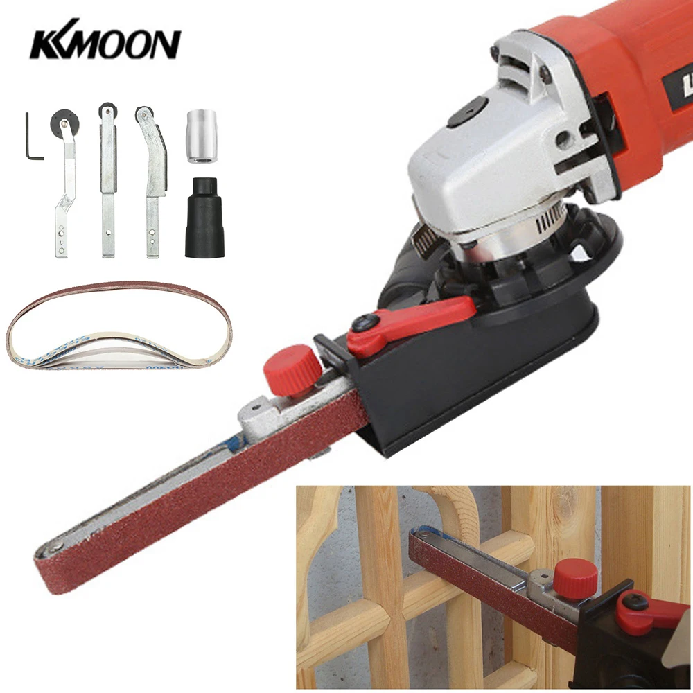 

KKMOON DIY Sanding Belt Sander Adapter Bandfile Belt Sander for 100mm 4" Electric Angle Grinder Woodworking Grinding Power Tools