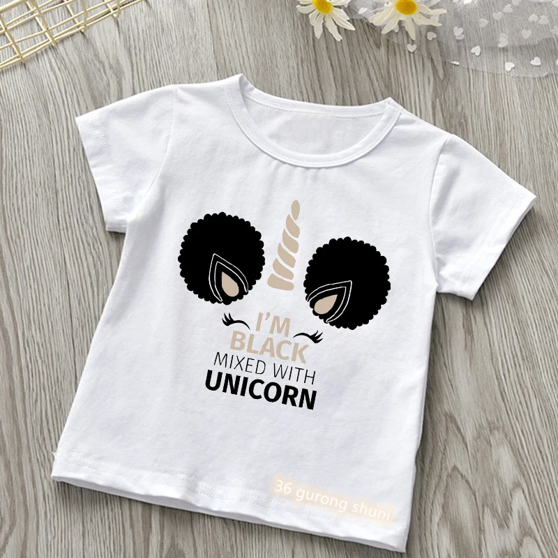 Afro Puff Black Girl Magic Unicorn Shirt cute girls t-shirts fashion for baby girls tshirt summer white shirt tops wholesale