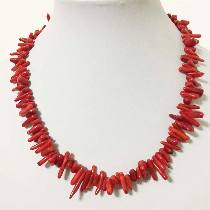 Natural Irregular Coral Stone Necklace Branch Plantlet Freeform Jewelry Vintage Seedlings Classic Beaded Chain Strand Gift