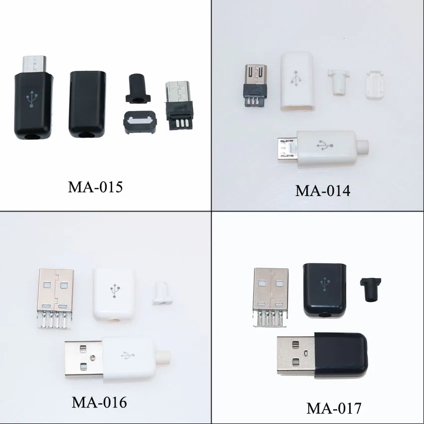 1 PCS Communly Used Micro USB Jack connector male plug,Micro USB Connector Tail Charging male plug, black white