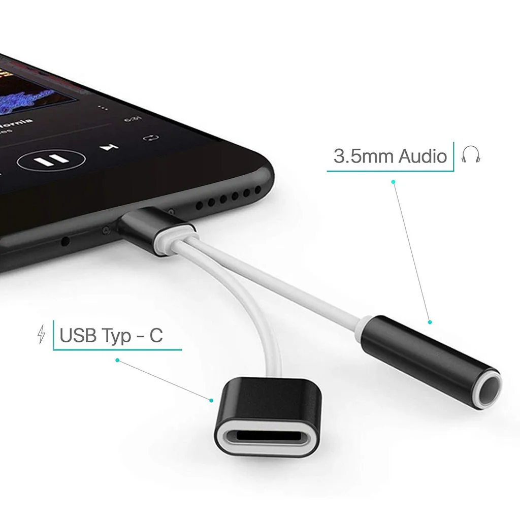 نوع-C المحمول برو محور محول مع USB-C شحن 3.5 مللي متر سماعة جاك AUX الصوت الفاصل محول محول + تهمة كابل 19Oct