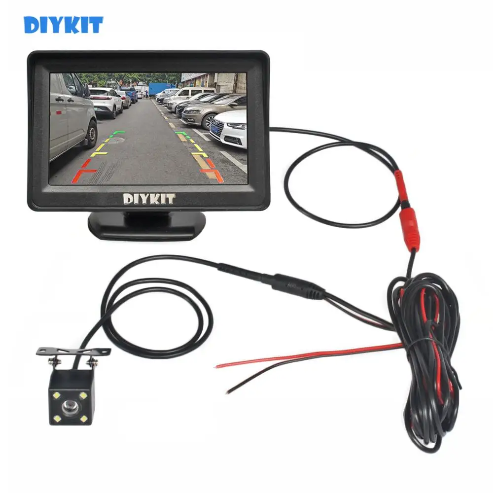 

DIYKIT 4.3 Inch Car Mirror Monitor Vehicle Rear View Reverse Backup Car LED Camera Video Parking System Easy Installation