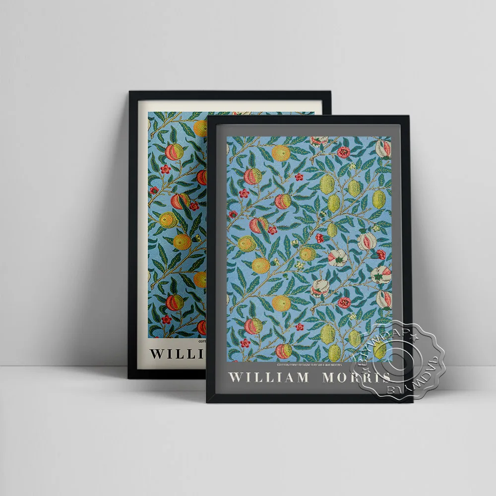 William Morris Exhibition Museum Art Prints Poster, Flower Fruit Ornamental Pattern Canvas Painting, Background Wall Home Decor