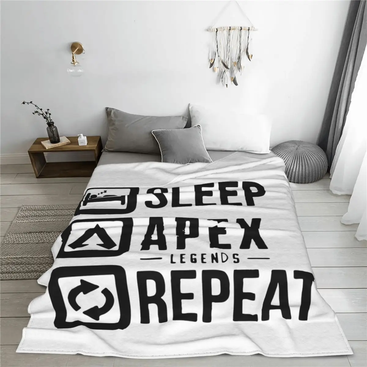 Eat Sleep Apex Legends Repeat Blanket Pathfinder Bangalore 80s Game Flannel Funny Warm Throw Blanket for Bed Sofa Summer