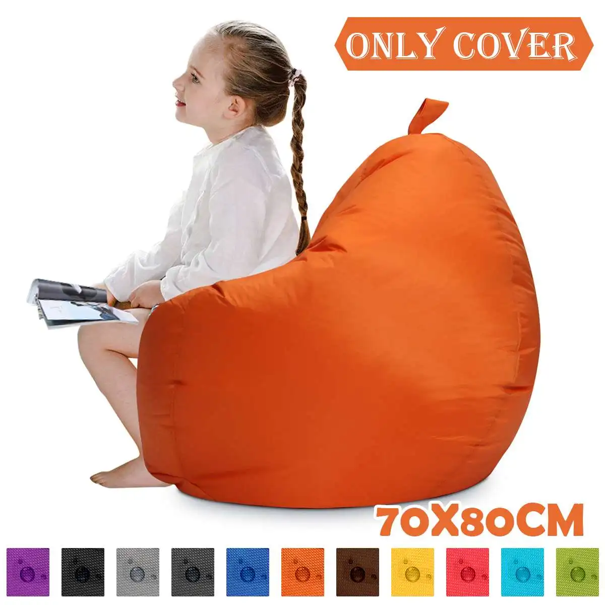 ZENGIA Lazy Sofa Cover Solid Chair Covers without Filler/Inner Bean Bag Pouf Puff Couch Tatami Living Room Furniture Cover