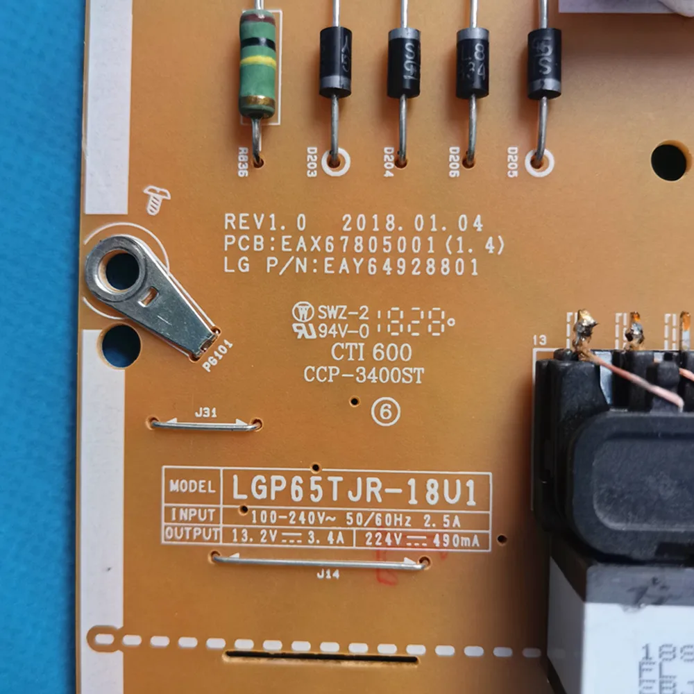 Para LG 65LG63CKECA 65UK6300yvb 65um6950dub 65uk6470plc Power Board Abastecimento LGP65TJR-18U1 EAX67805001(1.4) EAY64928801 PLDL-L707A