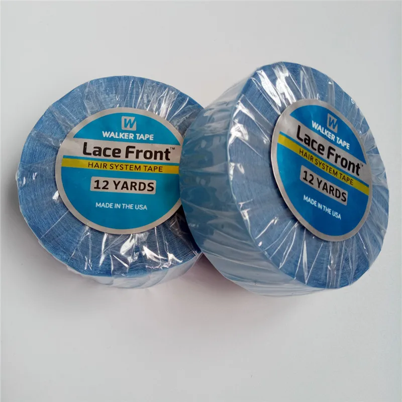 12Yards 1.9cm 2.54cm Blue Lace Front Support Tape Double Sided Wigs Glue Adhesive Hair Tape for hair extension/lace wig/toupee