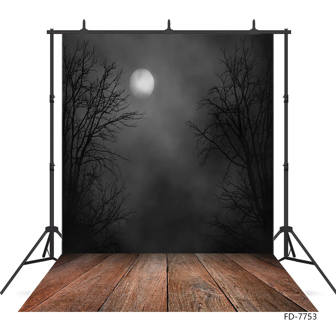 Halloween Backdrop Moon Dead Tree Wood Floor  Vinyl Photography Background For Photo Studio Children Photophone Photozone Prop