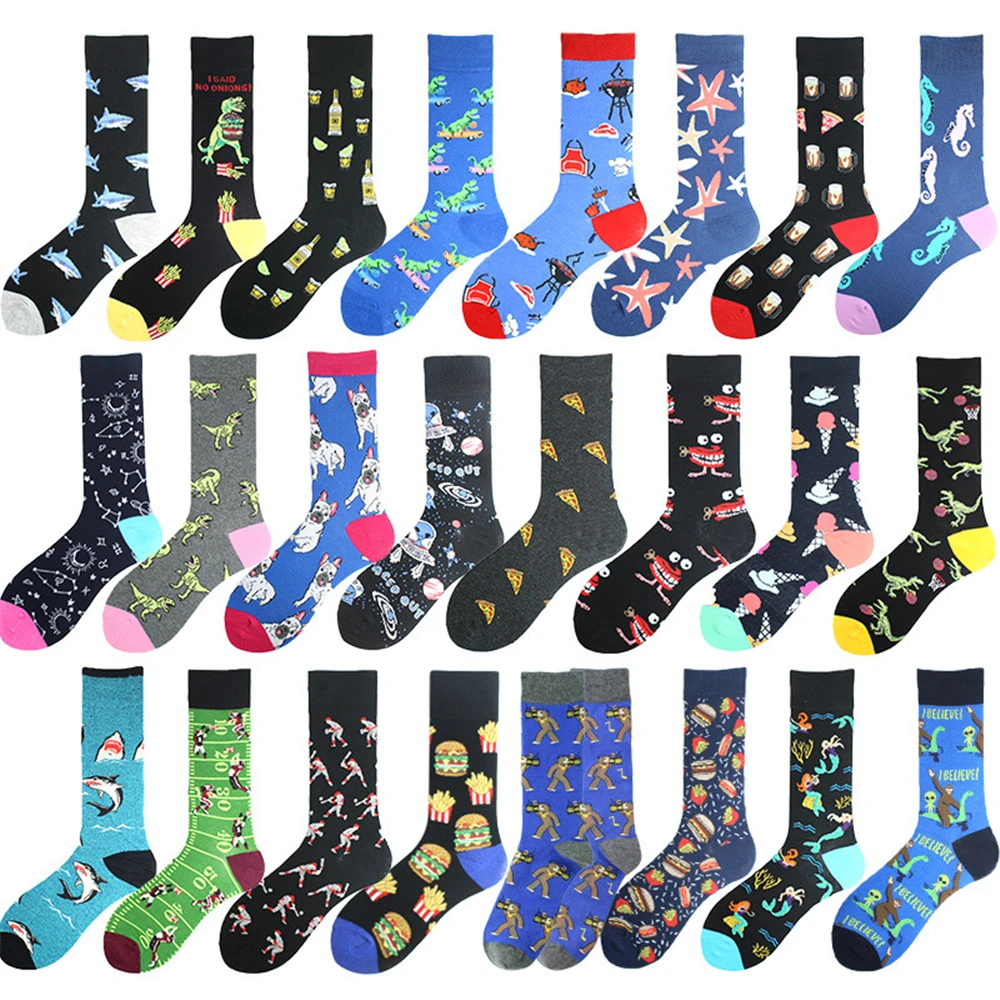 Alien Dinosaur Shark Animal Pattern, fashion lovers men and women cotton socks KF-05