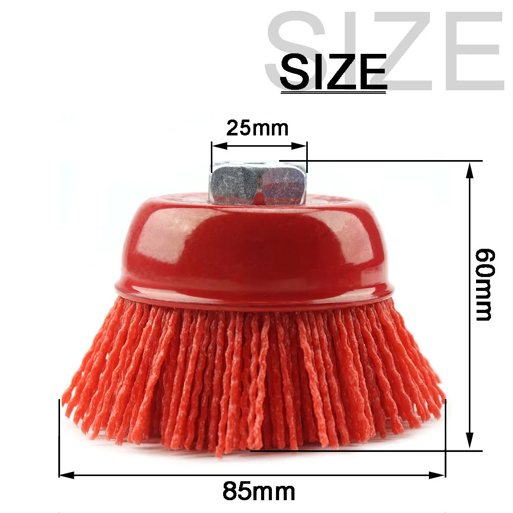 3Pcs 85mm* M14 Cup Nylon Abrasive Brush Wheel Pile Polymer-abrasive 4Inch Angle Grinder Tool Girt 80# 120# 240#