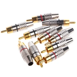 10 Pcs RCA Plug Audio Video Locking Cable Connector Gold Plated  828 Promotion