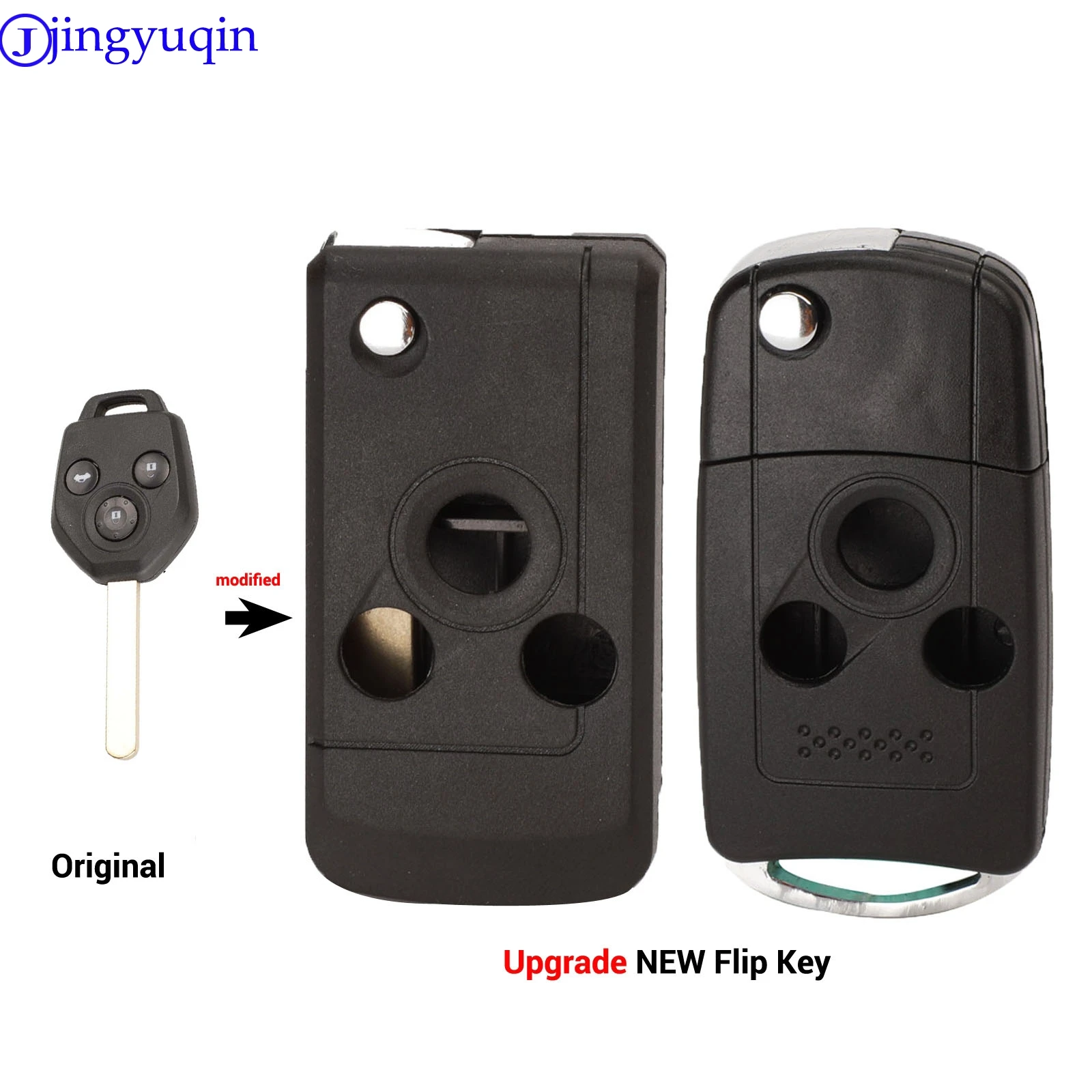 

jingyuqin 10PS Modified 3 Button Flip Car Key Case Shell for Subaru Forester Outback XV Legacy Folding Remote Key Cover