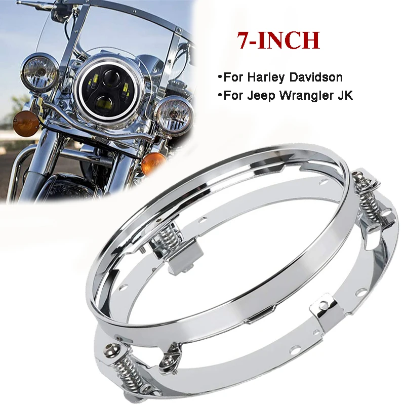 

7INCH LED Round Headlight Ring Mount Bracket Chrome For Harley Davidson Headlamp Mounting Clamp Holder