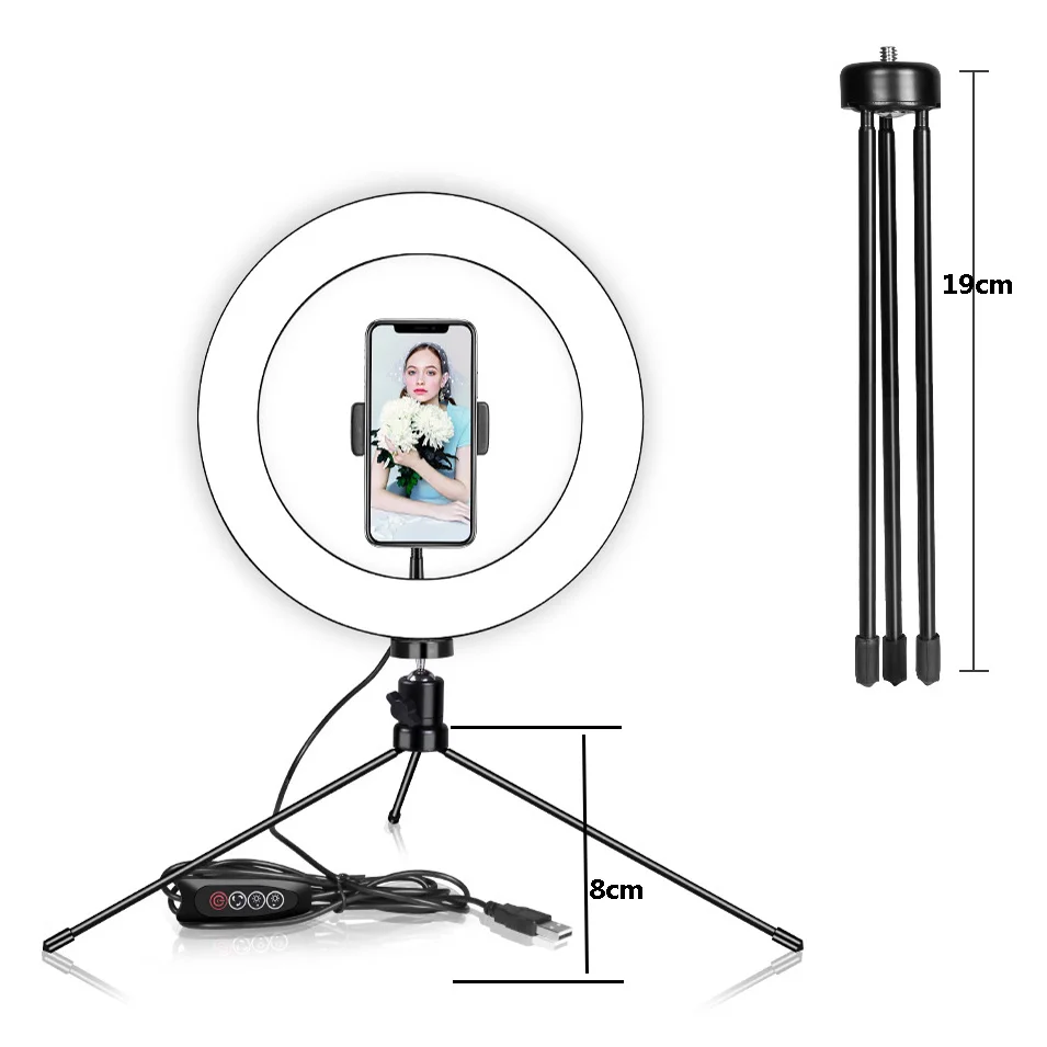 Nuovo LED Ad Anello Flash Luci con il Supporto per Iphone Xiaomi Huawei cellulari Samsung HA CONDOTTO LA Lampada Flash con Testa A Sfera per treppiede Blogger