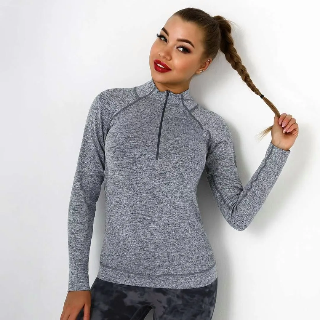 

Fitness Long Sleeve Sports Jacket Women's Zipper Fitness Yoga Shirt Fall/Winter Warm Gym Top Sportswear Running Casual Top