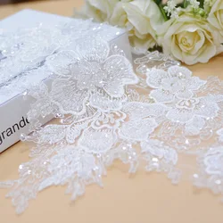 New Handmade White Wedding Beaded Car Bone Lace Clothing Accessories 2Yard/pack