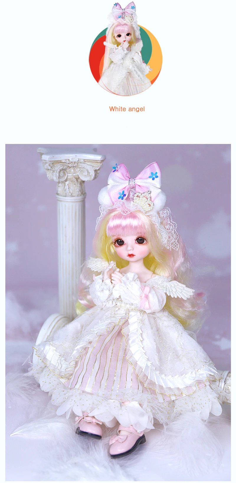 DBS DREAM FAIRY Puppe 1/6 BJD Name von Little Angel, mechanischer Gelenkkörper mit Make-up, inklusive Kopfhaut, Augen, Kleidung für Mädchen SD – Detail 29