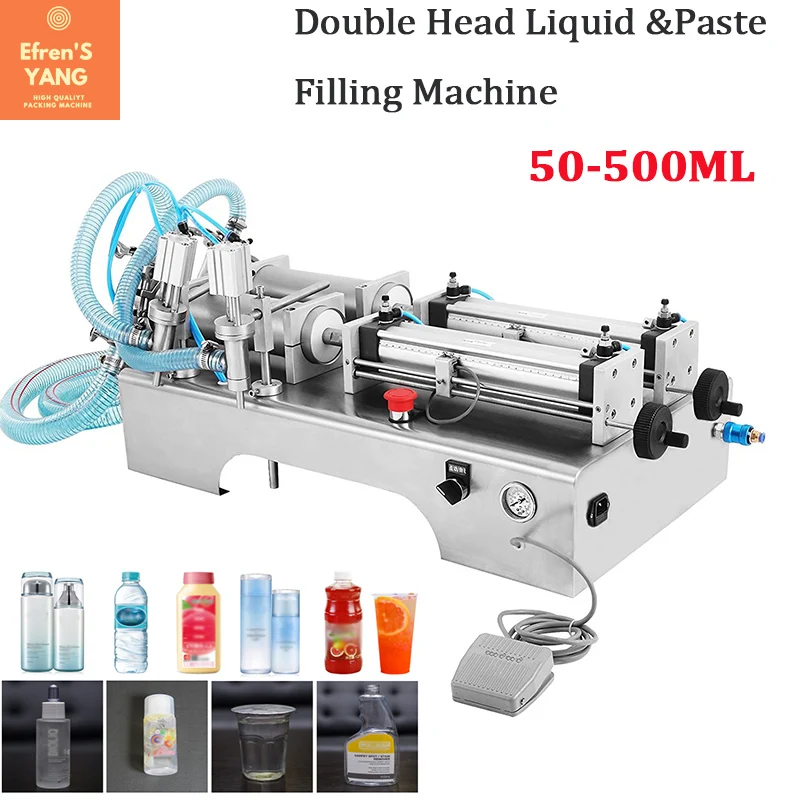 

50-500ML Semi-Automatic Double Head Pneumatic Liquid Shampoo Filling Machine Paste filling machine auto filler,pneumatic filler