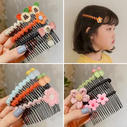 2021 Summer Children Cute Colors Knitting Cartoon Flower Hair Combs Hairpins Girls Lovely Hairpins Kids Sweet Hair Accessories