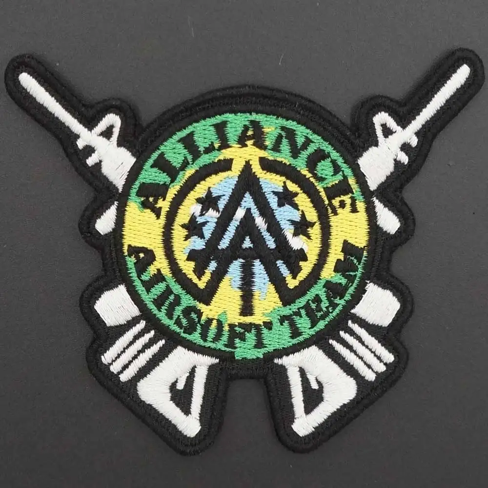 ALLIANCE AIRSOFT TEAM Tactical Military Morale Patches Embroidery Badge with Hook Backing in Backpack Jackets Hat Decoration